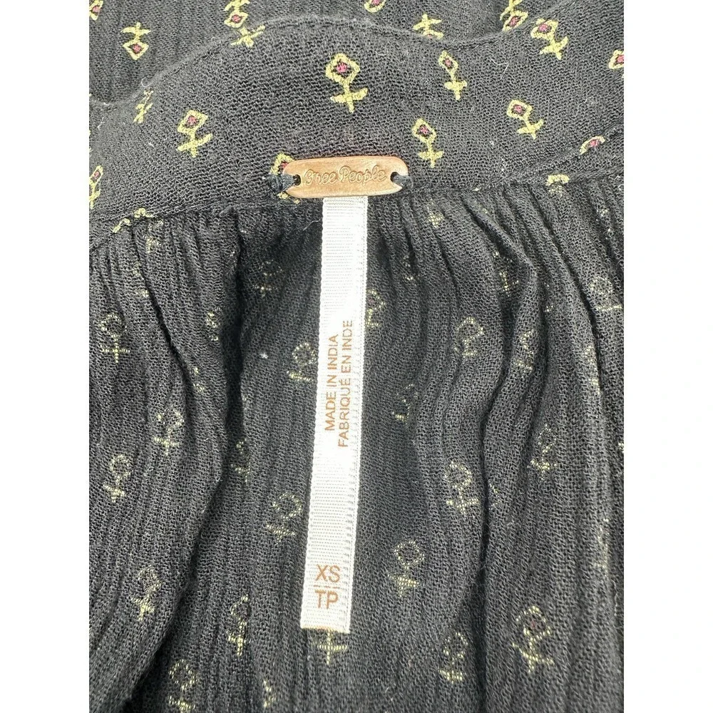 Free People Coal Combo Boho High Low Oversized Blouse size XS